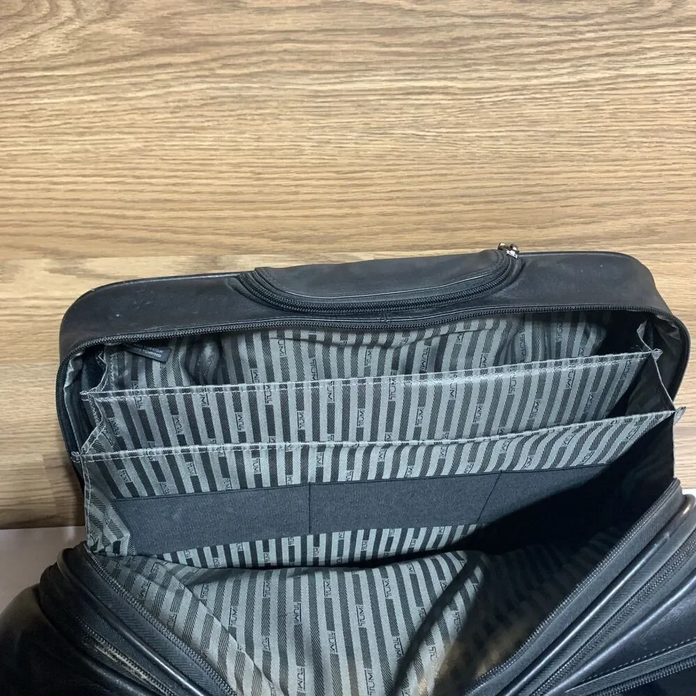 Tumi Leather 2-Wheeler Expandable Leather Laptop Briefcase #96003D4 Black